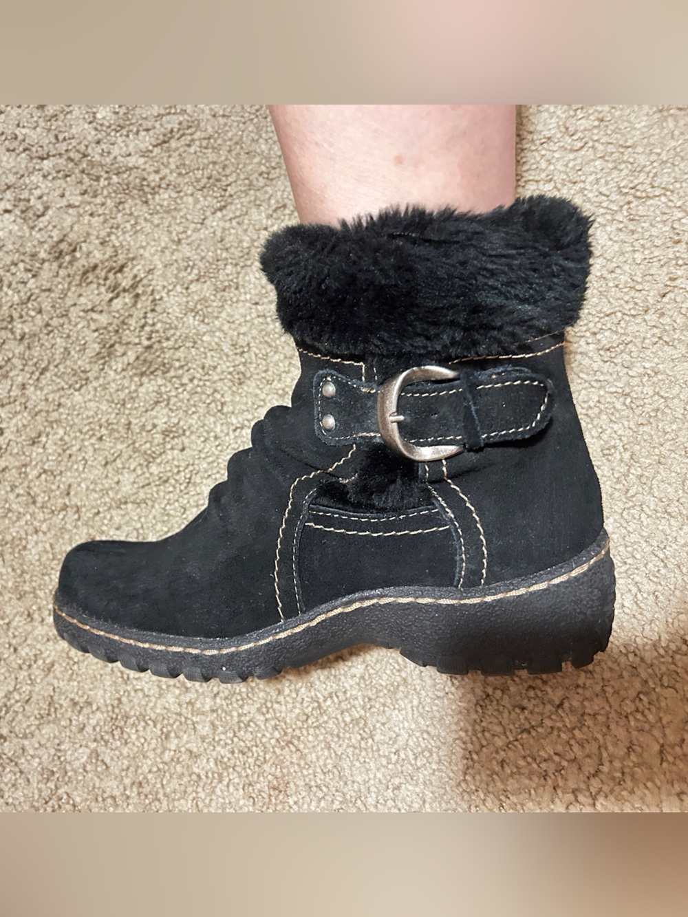 BareTraps Black Suede leather up to Ankle Booties Boots Women’s Size 8,5M Comfor